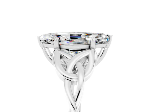 White gold Marquise Cut Moissanite Solitaire Celtic Knot Ring with Four-Prong Setting_17