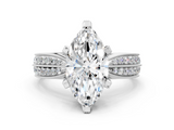 White gold Marquise Cut Moissanite   Solitaire Diamond Ring with Milgrain Pavé Band and Four-Prong Setting_34