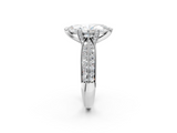 White gold Marquise Cut Moissanite   Solitaire Diamond Ring with Milgrain Pavé Band and Four-Prong Setting_36