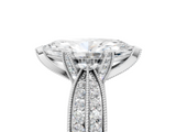 White gold Marquise Cut Moissanite   Solitaire Diamond Ring with Milgrain Pavé Band and Four-Prong Setting_37