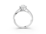 White gold Marquise Cut Moissanite   Solitaire Diamond Ring with Milgrain Pavé Band and Four-Prong Setting_37