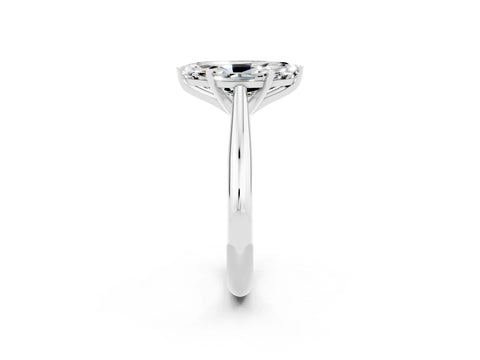 White gold Marquise Cut Moissanite Solitaire Engagement Ring with Cathedral Setting and Four-Prong Mount_14