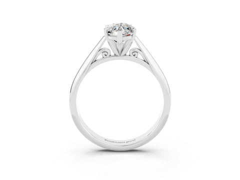 White gold Marquise Cut Moissanite Solitaire Engagement Ring with Cathedral Setting and Four-Prong Mount_15