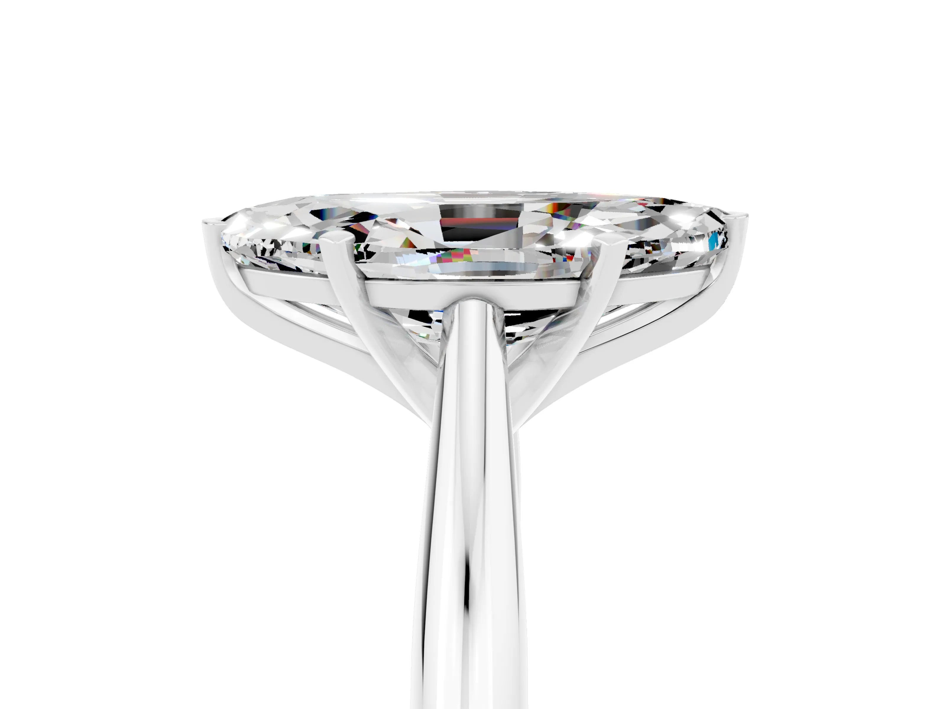 White gold Marquise Cut Moissanite Solitaire Engagement Ring with Cathedral Setting and Four-Prong Mount_17