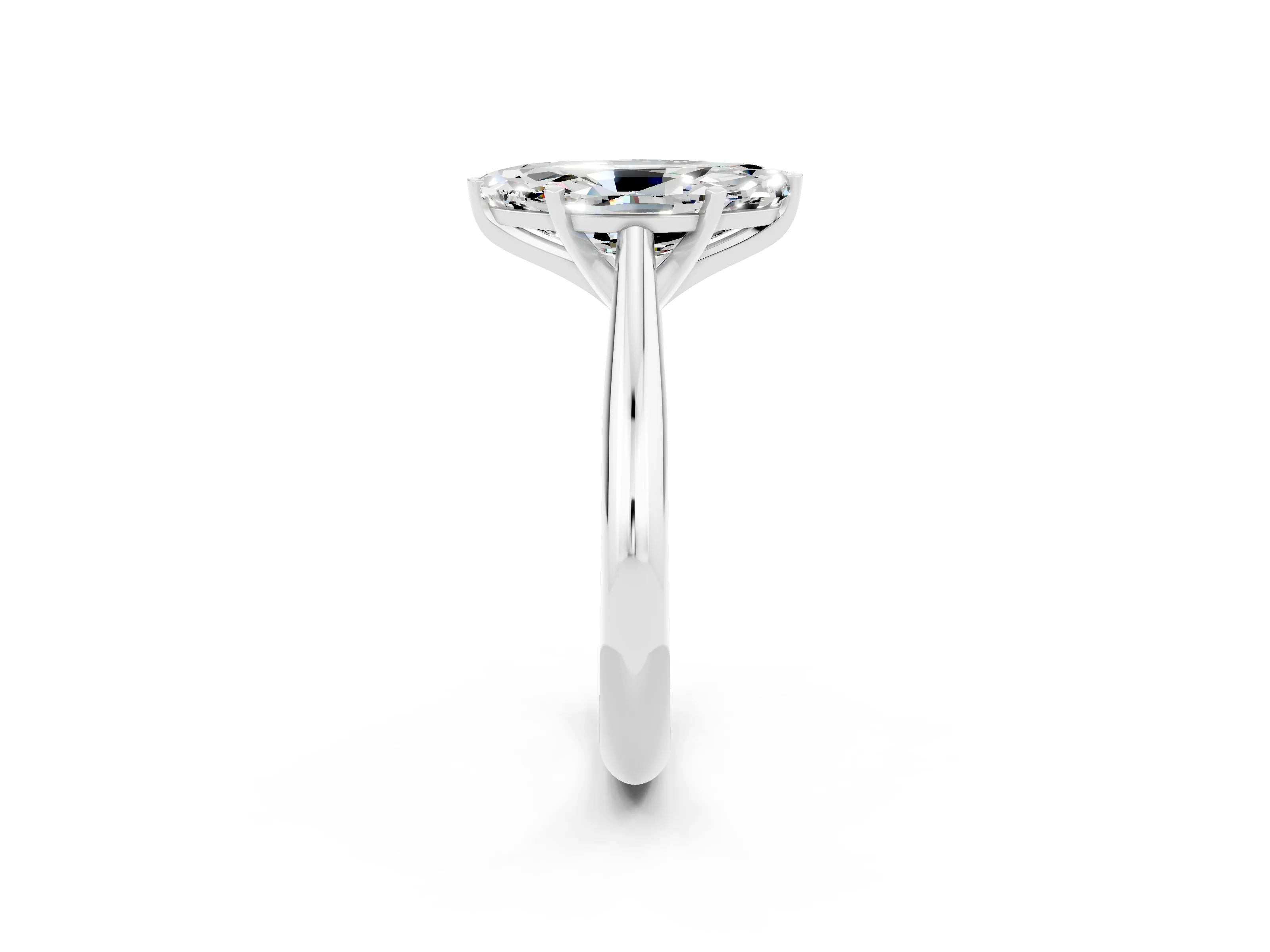 White gold Marquise Cut Moissanite Solitaire Engagement Ring with Cathedral Setting and Four-Prong Mount_26