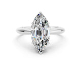 White gold Marquise Cut Moissanite Solitaire Engagement Ring with Cathedral Setting and Four-Prong Mount_30