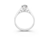 White gold Marquise Cut Moissanite Solitaire Engagement Ring with Cathedral Setting and Four-Prong Mount_33