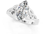 White gold Marquise Cut Moissanite Solitaire Engagement Ring with Celtic Knot Band and Four-Prong Setting_1