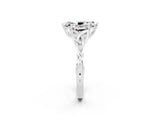 White gold Marquise Cut Moissanite Solitaire Engagement Ring with Celtic Knot Band and Four-Prong Setting_2