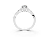 White gold Marquise Cut Moissanite Solitaire Engagement Ring with Celtic Knot Band and Four-Prong Setting_3