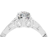 White gold Marquise Cut Moissanite Solitaire Engagement Ring with Celtic Knot Band and Four-Prong Setting_4