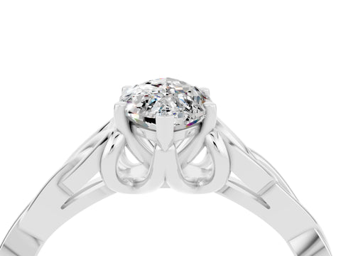 White gold Marquise Cut Moissanite Solitaire Engagement Ring with Celtic Knot Band and Four-Prong Setting_4