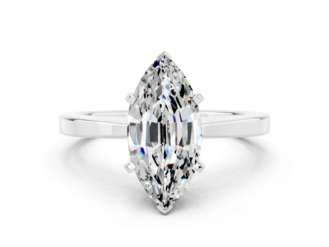 White gold Marquise Cut Moissanite Solitaire Engagement Ring with Classic Band and Four-Prong Setting_54