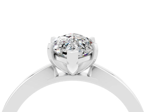 White gold Marquise Cut Moissanite Solitaire Engagement Ring with Classic Band and Four-Prong Setting_58