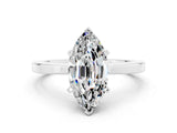 White gold Marquise Cut Moissanite Solitaire Engagement Ring with Classic Band and Four-Prong Setting_59