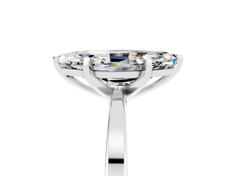 White gold Marquise Cut Moissanite Solitaire Engagement Ring with Classic Band and Four-Prong Setting_59
