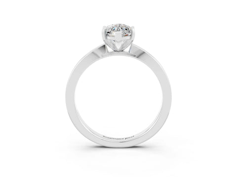 White gold Marquise Cut Moissanite Solitaire Engagement Ring with Classic Band and Four-Prong Setting_62