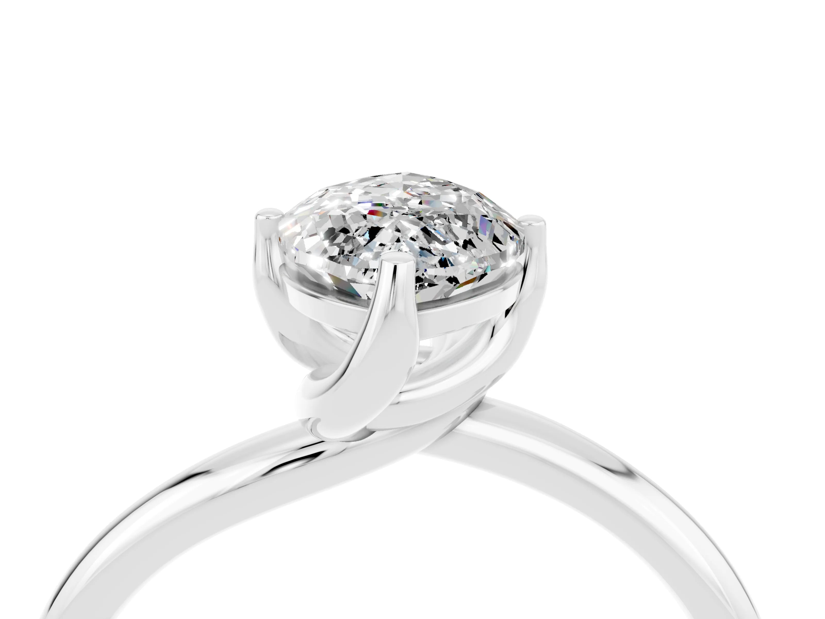 White gold Marquise Cut Moissanite Solitaire Engagement Ring with Four-Prong Setting and Classic Band_16