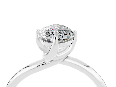 White gold Marquise Cut Moissanite Solitaire Engagement Ring with Four-Prong Setting and Classic Band_16
