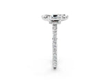 White gold Marquise Cut Moissanite Solitaire Engagement Ring with Pavé Band and Four-Prong Setting_2