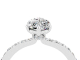 White gold Marquise Cut Moissanite Solitaire Engagement Ring with Pavé Band and Four-Prong Setting_4