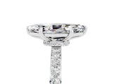 White gold Marquise Cut Moissanite Solitaire Engagement Ring with Pavé Band and Four-Prong Setting_5