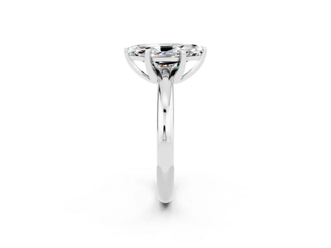 White gold Marquise Cut Moissanite Solitaire Engagement Ring with Round Band and Four-Prong Setting_26