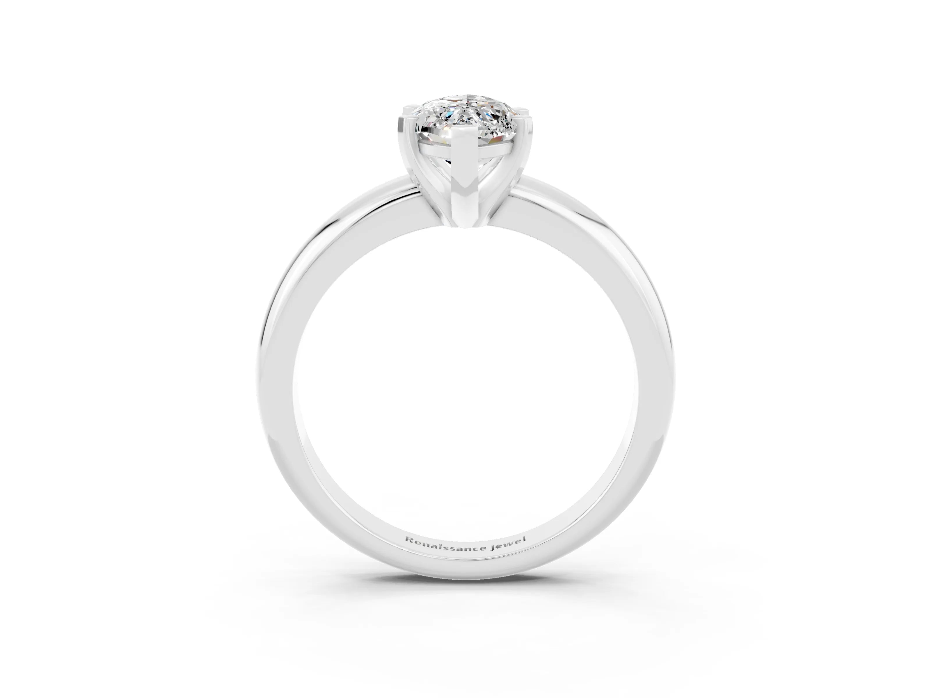 White gold Marquise Cut Moissanite Solitaire Engagement Ring with Round Band and Four-Prong Setting_27