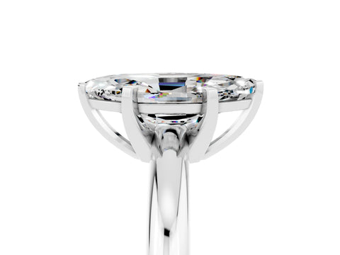 White gold Marquise Cut Moissanite Solitaire Engagement Ring with Round Band and Four-Prong Setting_28