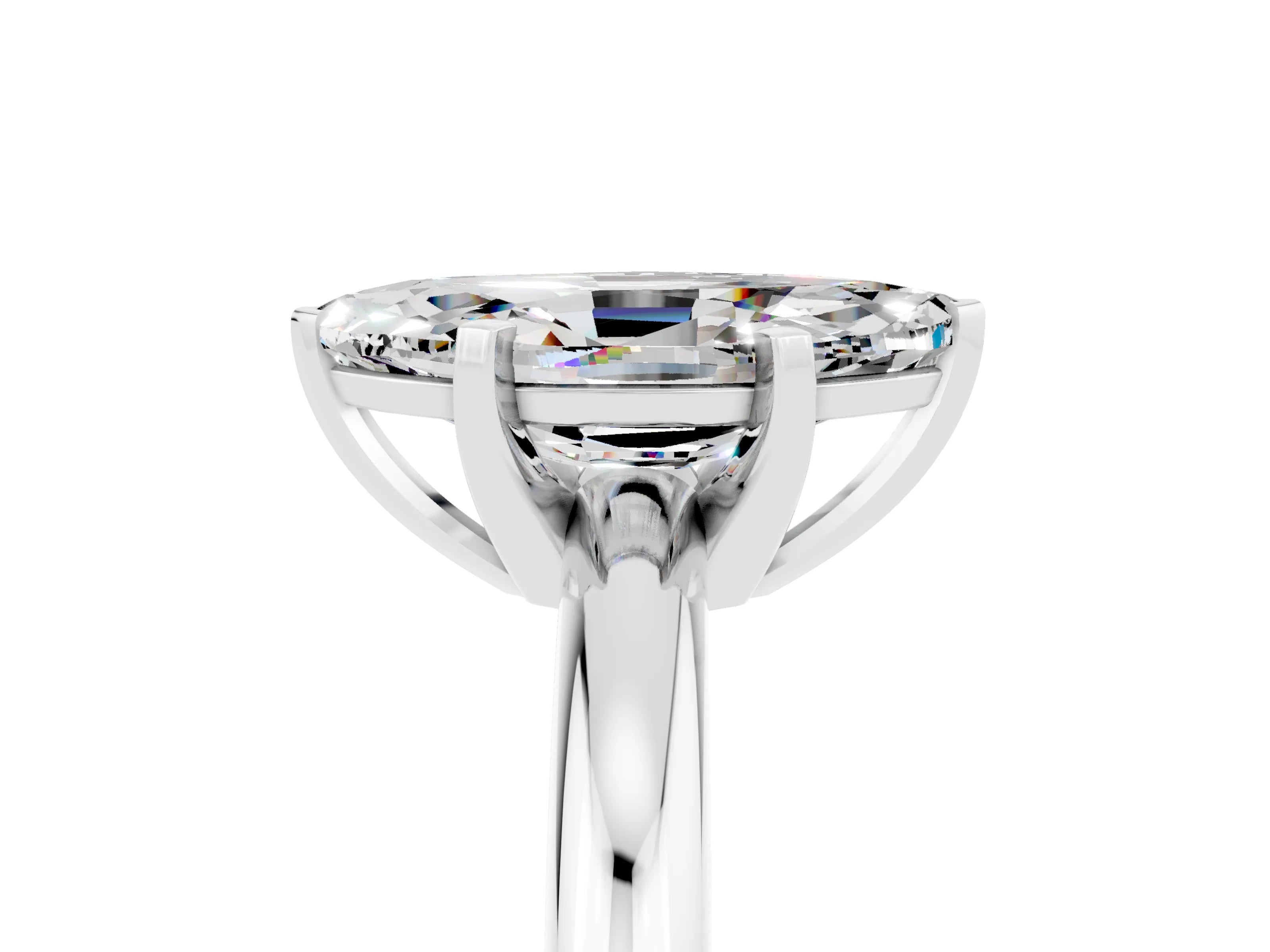 White gold Marquise Cut Moissanite Solitaire Engagement Ring with Round Band and Four-Prong Setting_29