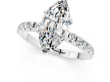 White gold Marquise Cut Moissanite Solitaire Pavé Band with Four-Prong Setting_1