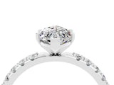White gold Marquise Cut Moissanite Solitaire Pavé Band with Four-Prong Setting_4