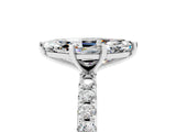White gold Marquise Cut Moissanite Solitaire Pavé Band with Four-Prong Setting_5