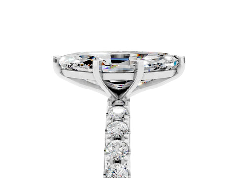 White gold Marquise Cut Moissanite Solitaire Pavé Band with Four-Prong Setting_5