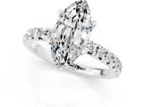 White gold Marquise Cut Moissanite Solitaire Pavé Engagement Ring with Four-Prong Setting_13