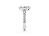White gold Marquise Cut Moissanite Solitaire Pavé Engagement Ring with Round Band and Prong Setting_14