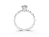 White gold Marquise Cut Moissanite Solitaire Pavé Engagement Ring with Round Band and Prong Setting_15