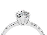 White gold Marquise Cut Moissanite Solitaire Pavé Engagement Ring with Round Band and Prong Setting_16