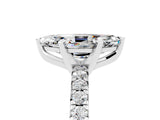 White gold Marquise Cut Moissanite Solitaire Pavé Engagement Ring with Round Band and Prong Setting_17