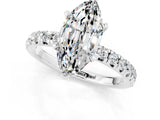 White gold Marquise Cut Moissanite Solitaire Pavé Engagement Ring with Round Band and Prong Setting_79