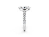 White gold Marquise Cut Moissanite Solitaire Pavé Engagement Ring with Round Band and Prong Setting_80