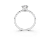 White gold Marquise Cut Moissanite Solitaire Pavé Engagement Ring with Round Band and Prong Setting_81