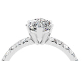 White gold Marquise Cut Moissanite Solitaire Pavé Engagement Ring with Round Band and Prong Setting_82