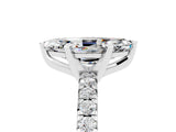 White gold Marquise Cut Moissanite Solitaire Pavé Engagement Ring with Round Band and Prong Setting_83