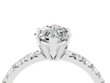 White gold Marquise Cut Moissanite Solitaire Pavé Engagement Ring with Round Band and Prong Setting_94