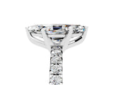 White gold Marquise Cut Moissanite Solitaire Pavé Engagement Ring with Round Band and Prong Setting_95