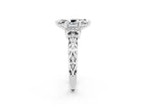 White gold Marquise Cut Moissanite Solitaire Ring with Filigree Band and Four-Prong Setting_26