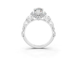 White gold Marquise Cut Moissanite Solitaire Ring with Filigree Band and Four-Prong Setting_27
