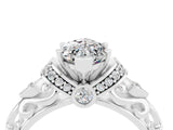White gold Marquise Cut Moissanite Solitaire Ring with Filigree Band and Four-Prong Setting_28
