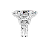 White gold Marquise Cut Moissanite Solitaire Ring with Filigree Band and Four-Prong Setting_29